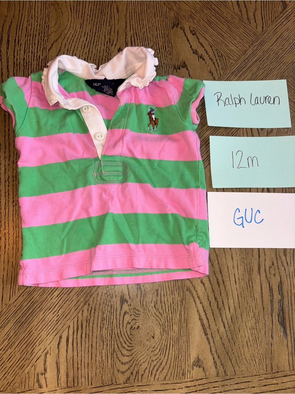 Ralph Lauren Pink & Green Striped Polo Shirt